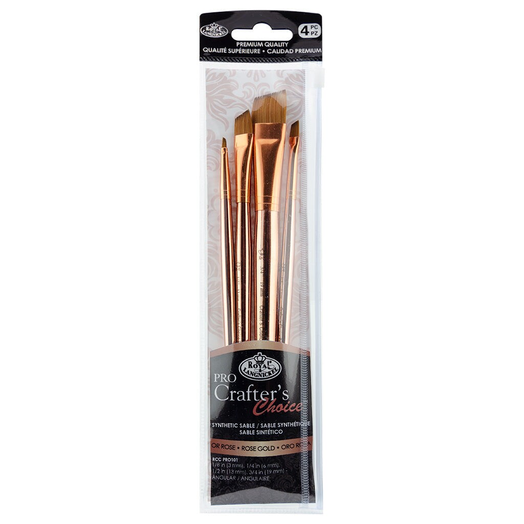 RCC PRO101-ZP | Crafter&#x27;s Choice&#x2122; Pro 4pc Synthetic Sable Angular Brush Set