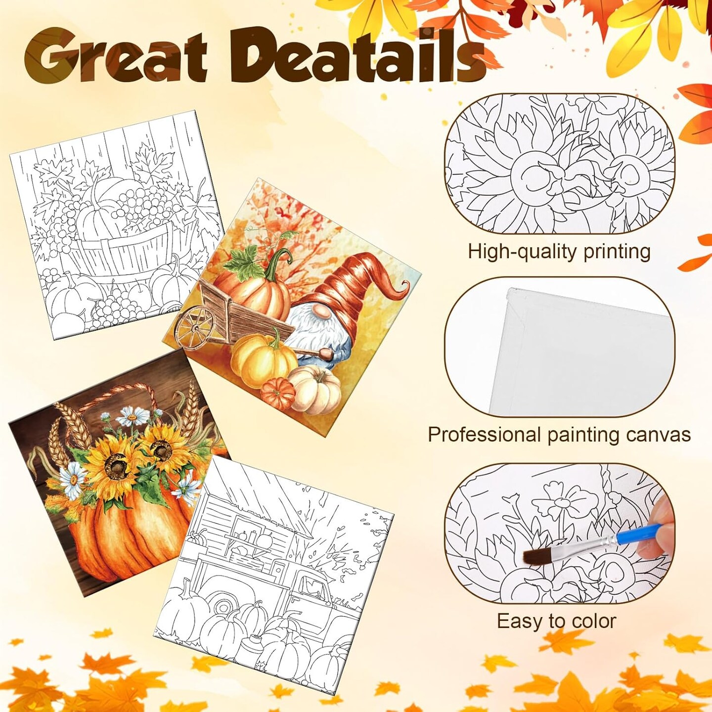 6 Pcs 6 Inch Pre Drawn Outline Canvas Paint Kit(multicolor)5.91 x 5.91 x 0.99 inches