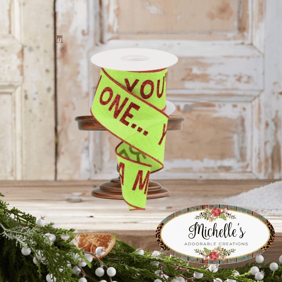 2.5&#x22; Your A Mean One Ribbon: Lime Green (10 Yards)