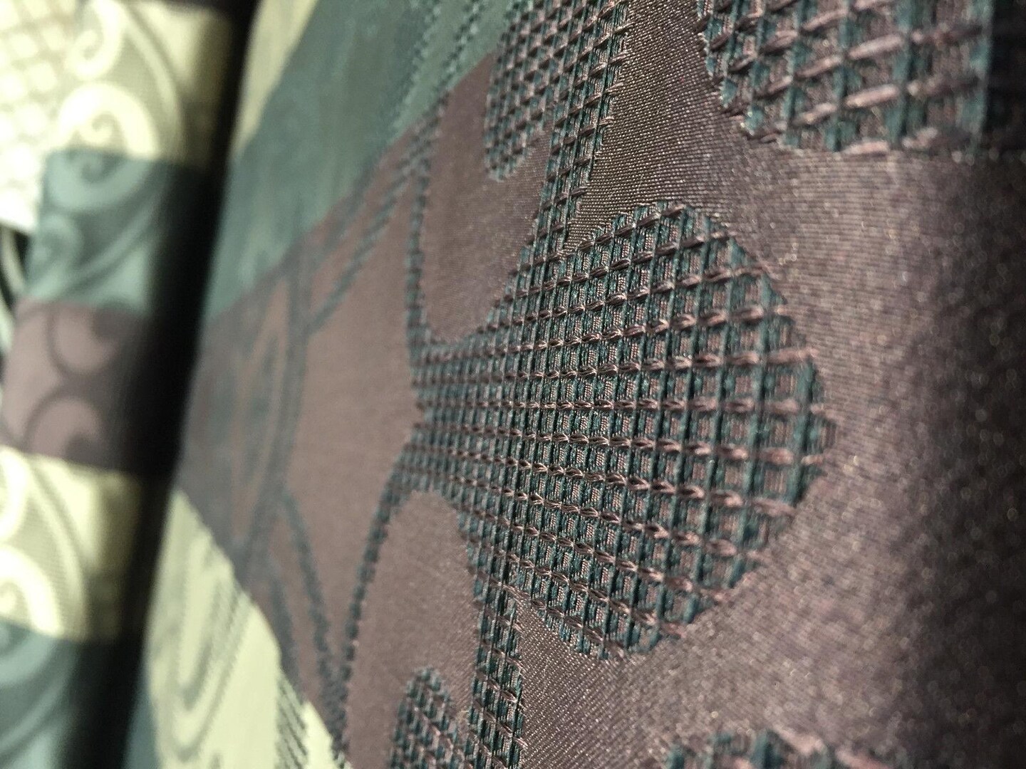 1 Yard Hailey Tabernacle Forest Green Beige Embossed Brocade Upholstery Fabric 54 Inch Width 100% Polyester