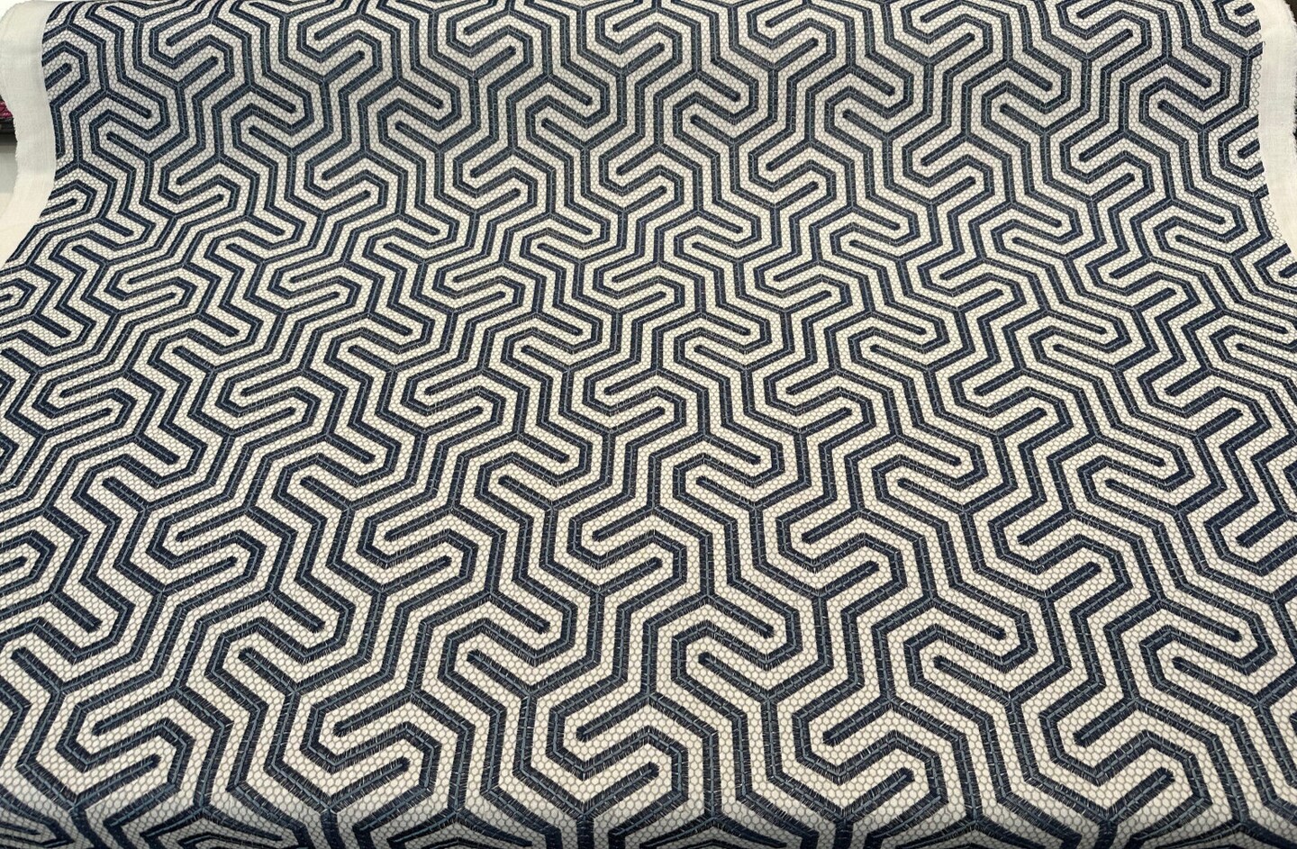 1 Yard Cayden Emb Indigo Blue Drapery Upholstery Fabric 56 Inches Wide