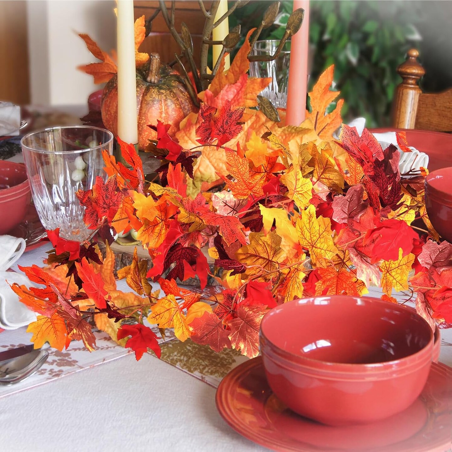 2 Pack Fall Garland(Fall Maple Leaf Garland)&#x9;8.31 x 5.98 x 4.29 inches