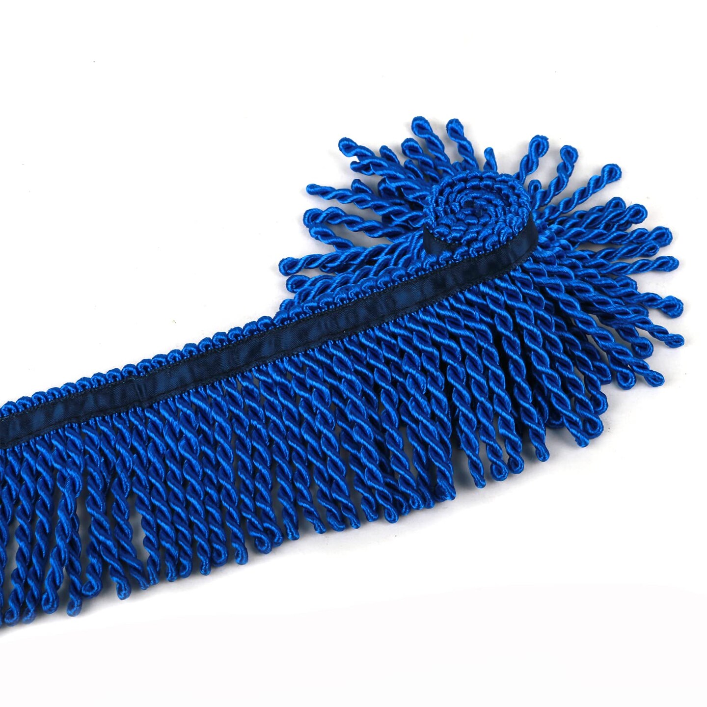 Bullion Fringe Trim and Embellishments 5/10 Yard X 2.5 Inches Fabric Trims Sewing DIY Decoration for Clothes Gold Hebrew Fringes with Blue Ribbon