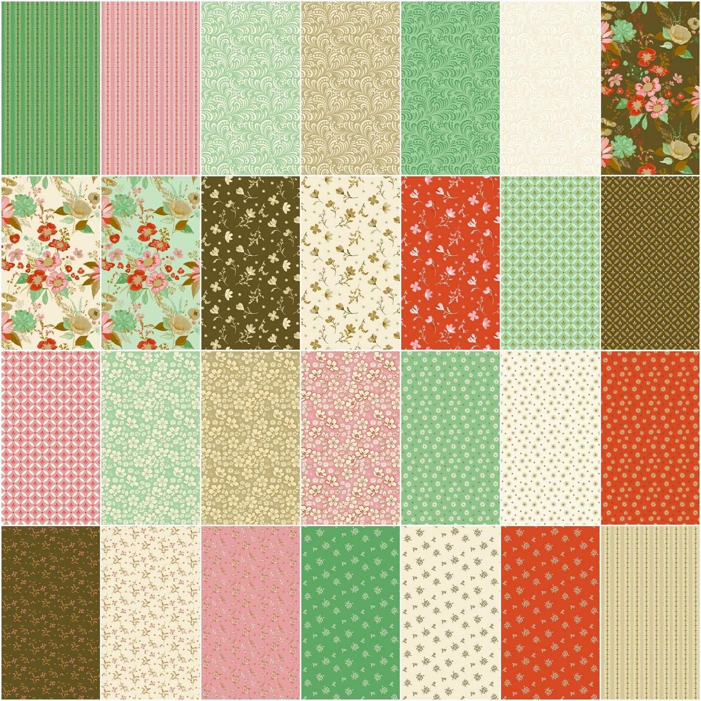Morning Latte 5" Square Pack (Charm Pack / 5" Stacker) by Sandy Gervais for Riley Blake (5-16920-42)