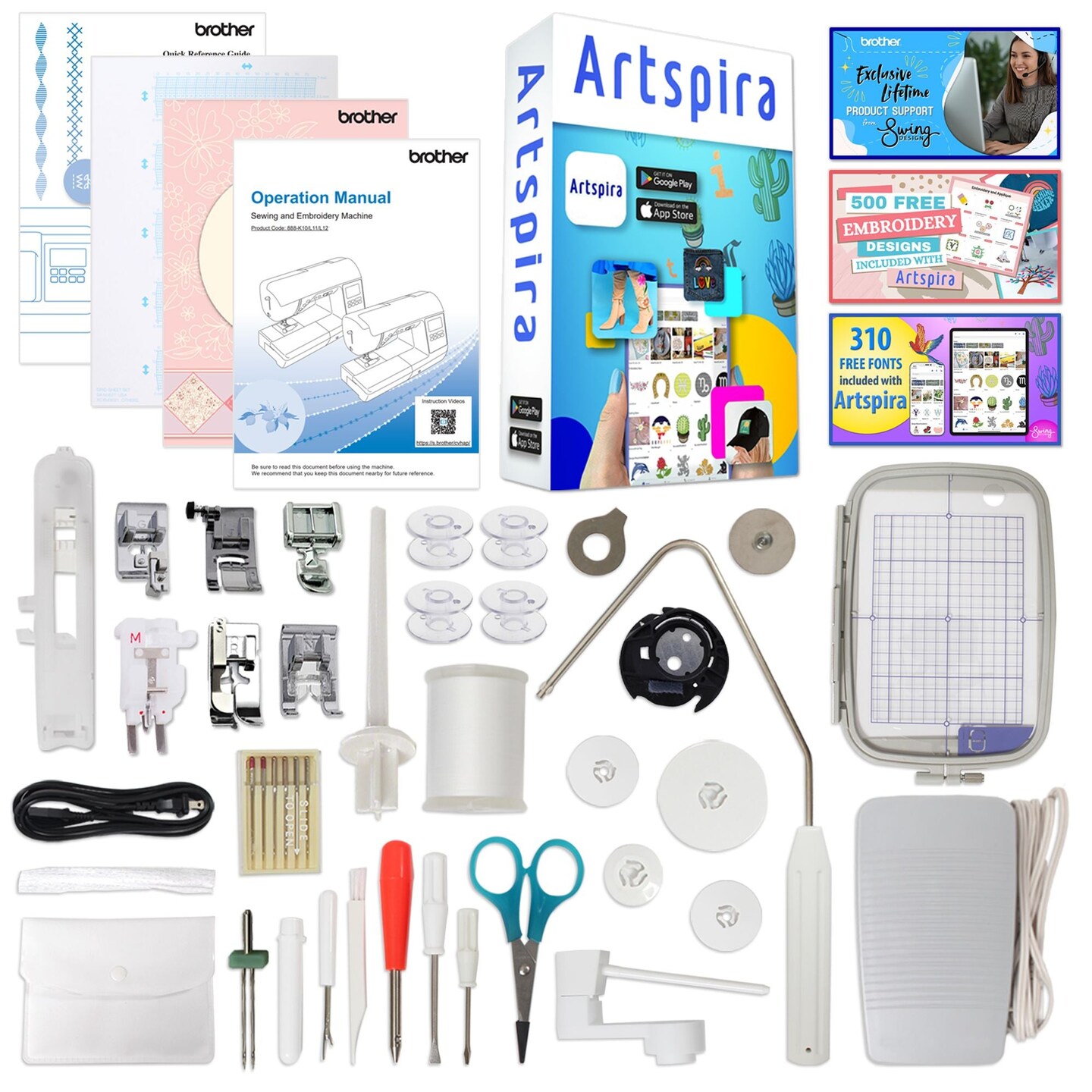 Brother SE2000 Embroidery & Sewing Machine w/ 5" x 7" Hoop & 40+ Accessories