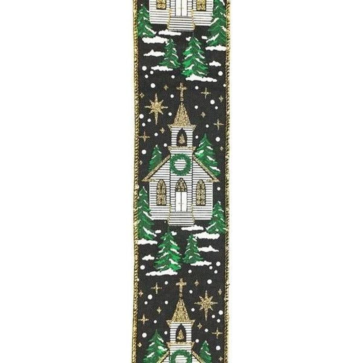 2.5&#x22; Winter Church Ribbon: Black (10 Yards)