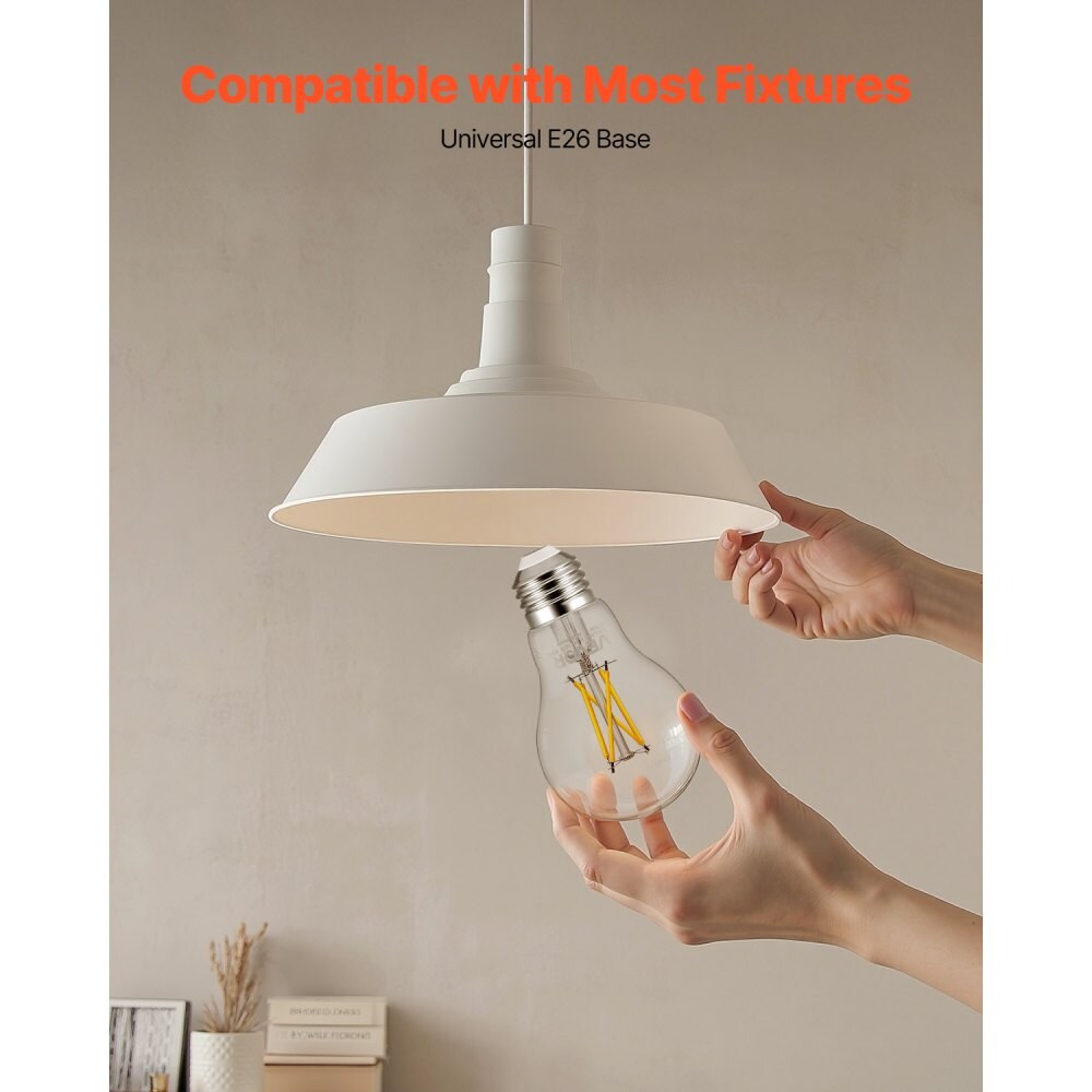 6 Pack Edison LED Bulbs, 4.5W Dimmable 2700K Warm White, E26 Base