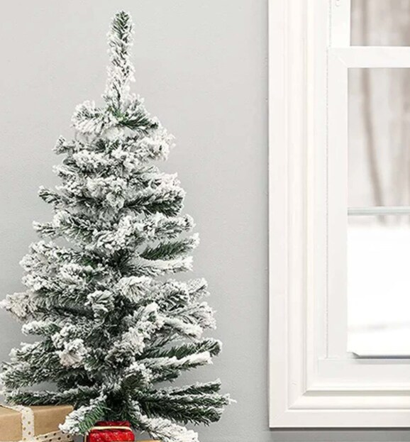3ft Snow Flocked Christmas Tree Lifelike Pine with Wintery Charm