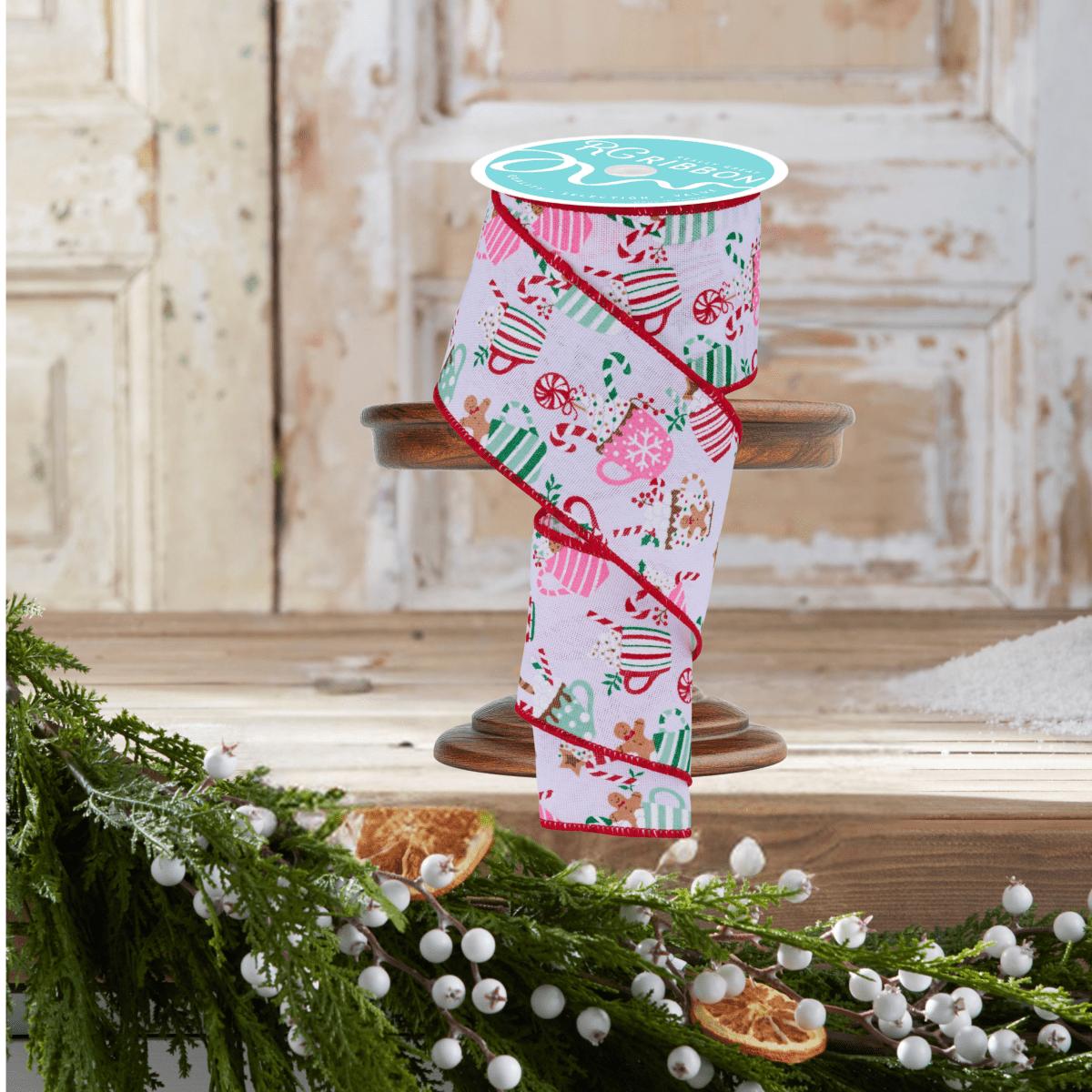 2.5&#x22; Hot Cocoa Mugs Ribbon: White (10 Yards)