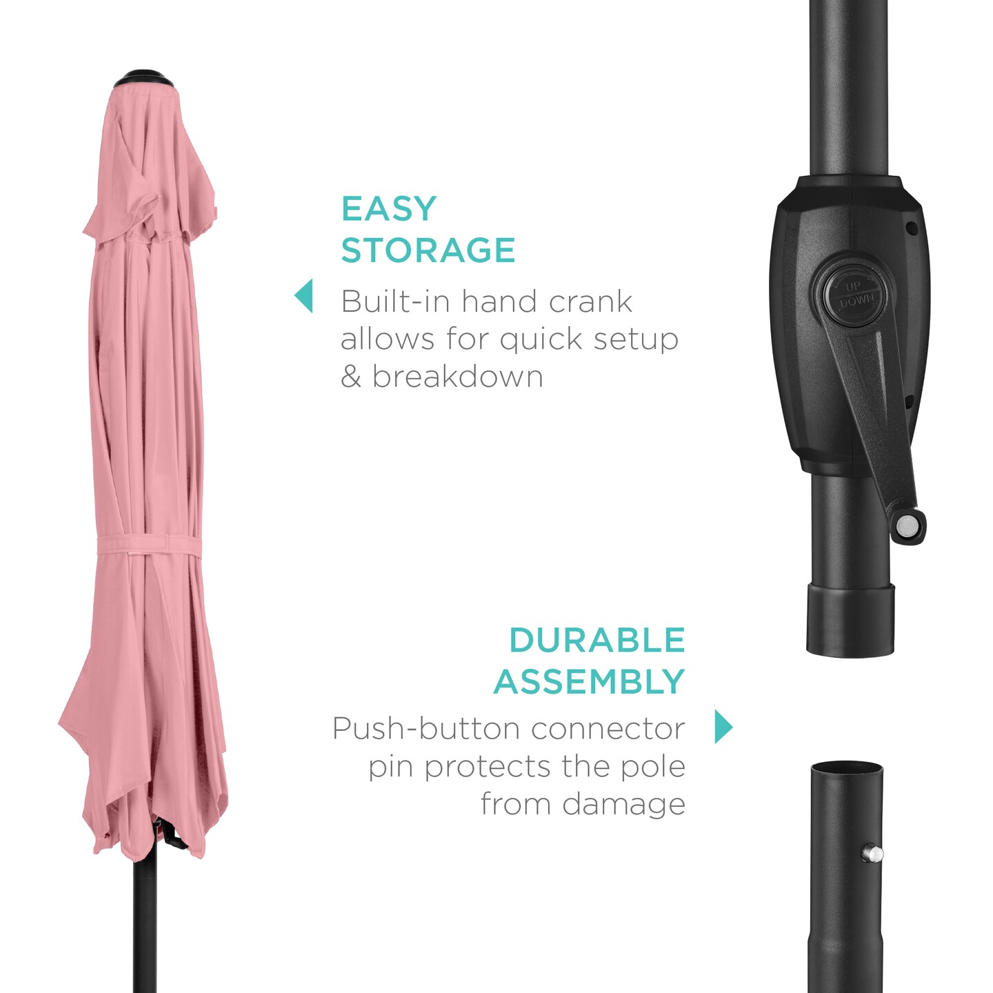 Best Choice Products 7.5ft Heavy-Duty Outdoor Market Patio Umbrella w/ Push Button Tilt, Easy Crank