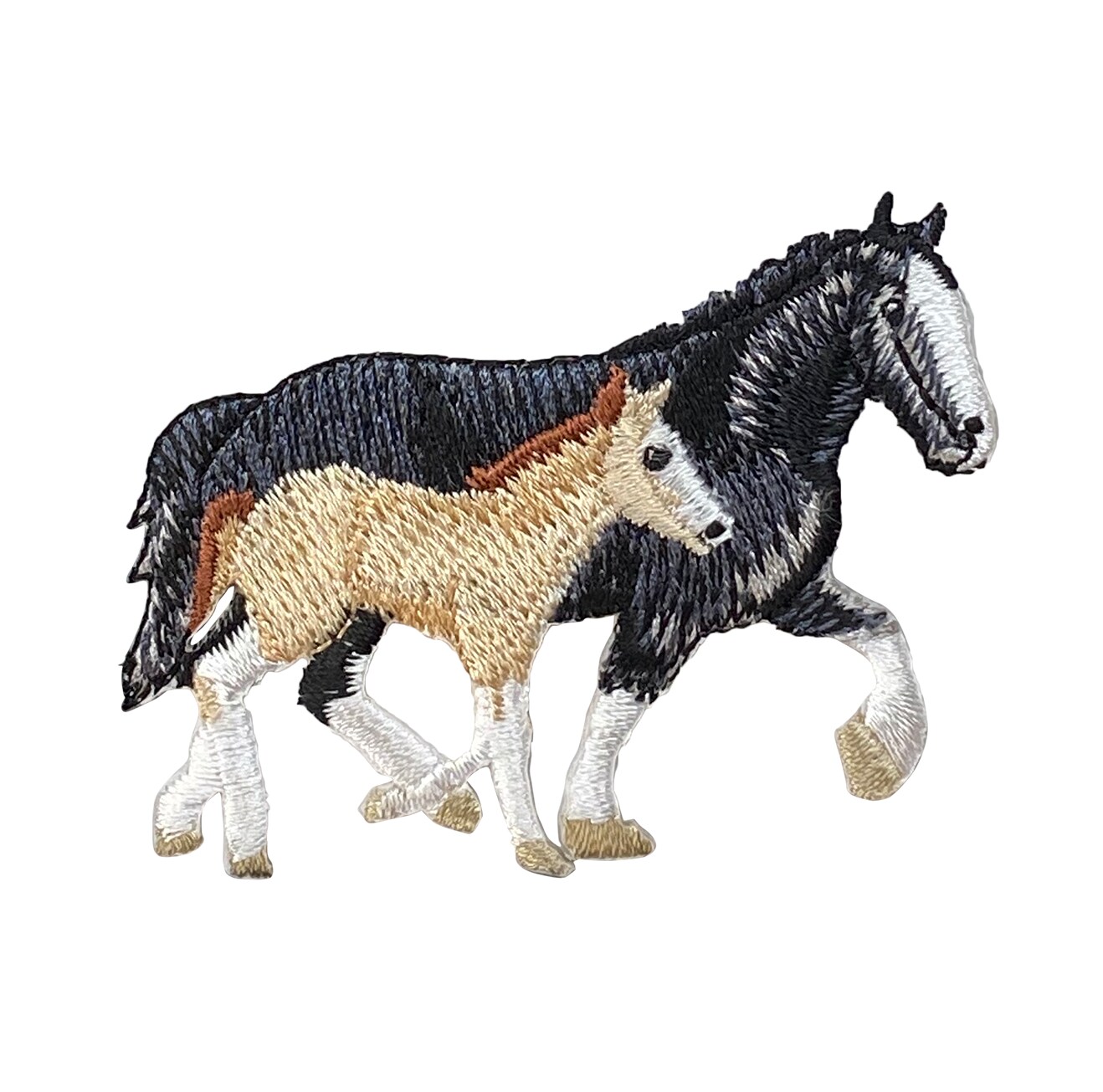 Black Mare & Buckskin Colt Horses, Embroidered, Iron on Patch