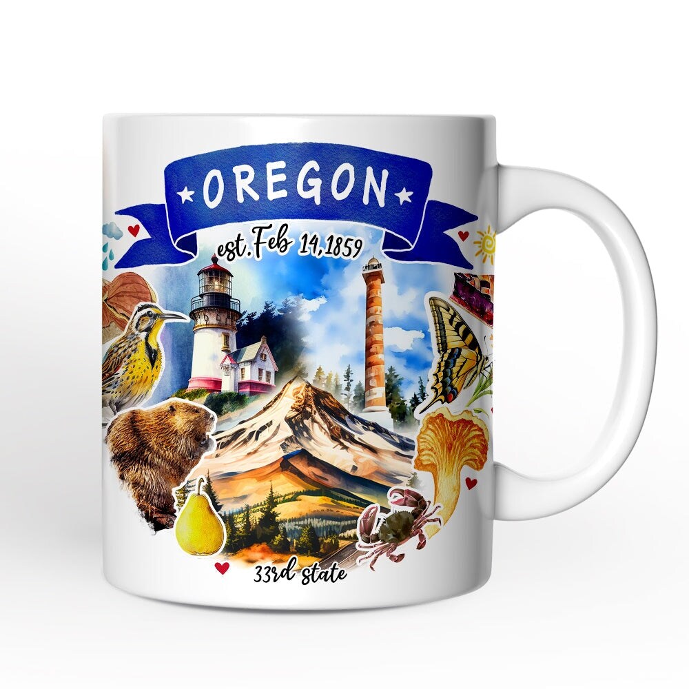 Artistic Oregon State Themes and Landmarks Mug