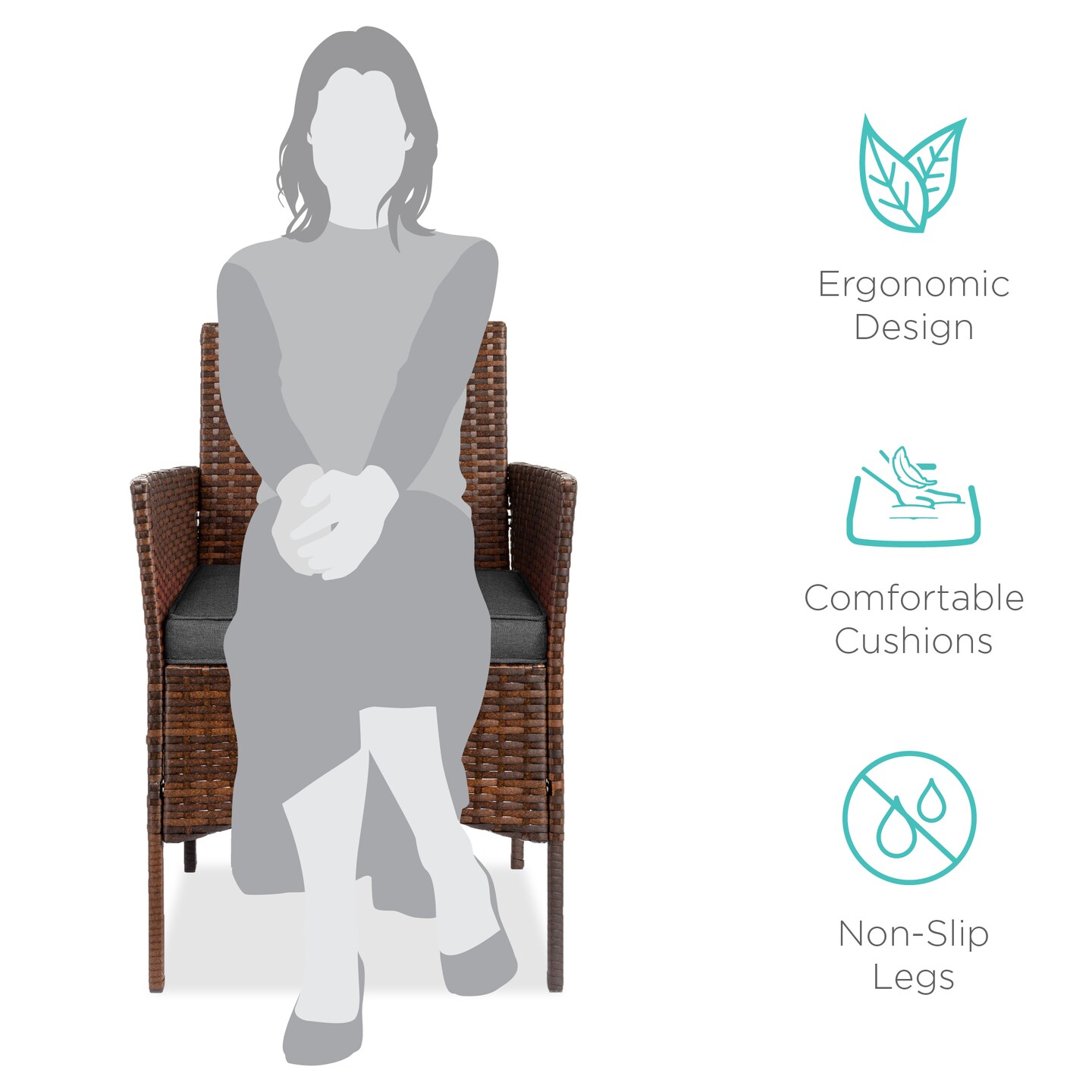 Best Choice Products 3-Piece Outdoor Wicker Conversation Patio Bistro Set, w/ 2 Chairs, Table