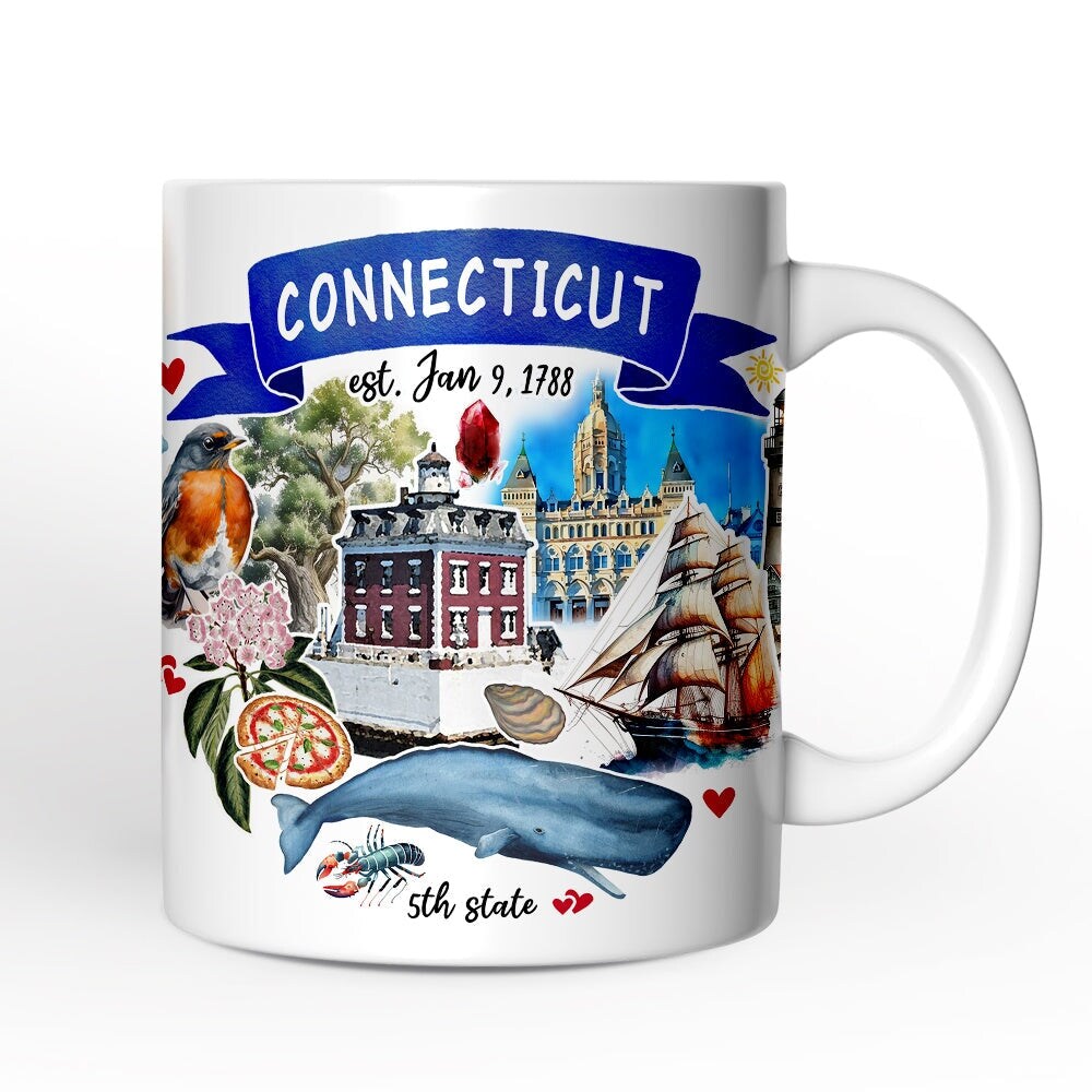 Artistic Connecticut State Themes and Landmarks Mug