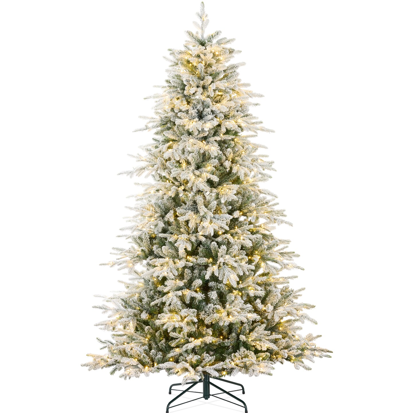Best Choice Products Pre-Lit Flocked Full Aspen Noble Fir Christmas Tree w/ 2-in-1 Glowing LEDs