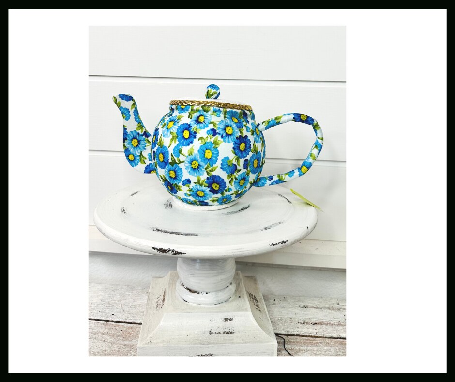 H6xW10 Blue Foam Tea Pot Ornament/Wreath Attachment: A Charming and Versatile Accent for Your Wreaths-63202BL