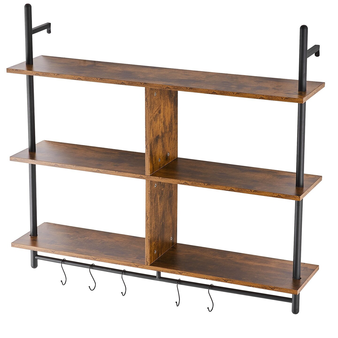Industrial Pipe Shelf 3 Tier Wall-Mount Rustic Floating Storage Rack
