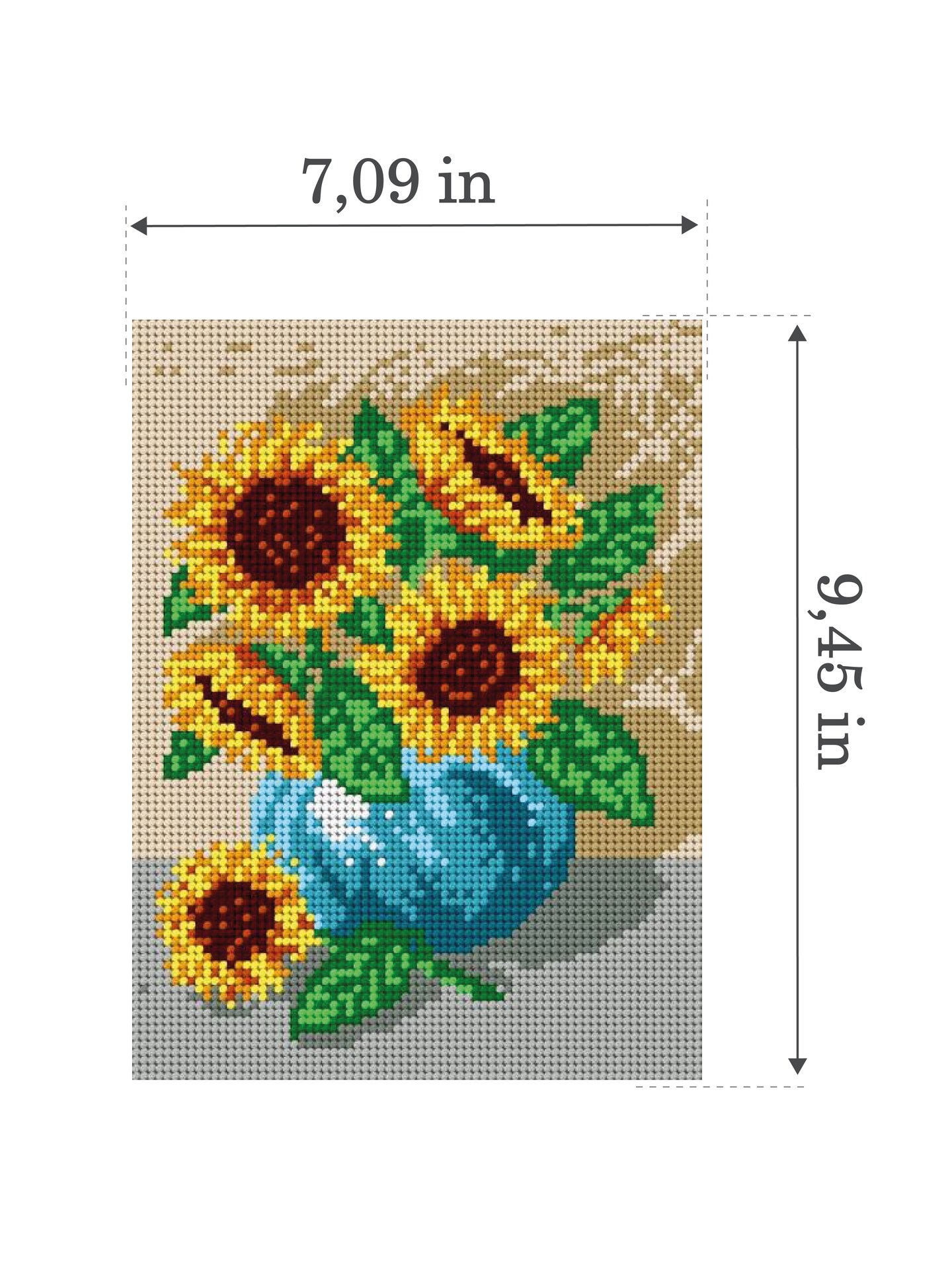 Needlepoint canvas for halfstitch without yarn Bouquet of Sunflowers 1324F - Printed Tapestry Canvas