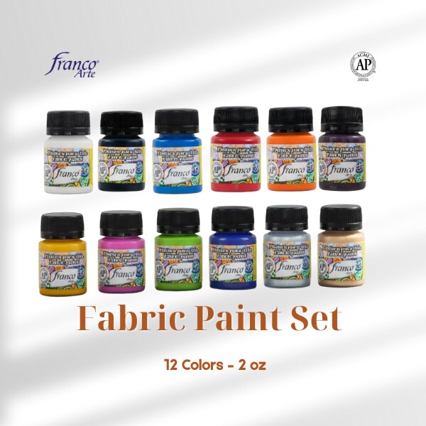 Fabric Paint Set, 12 Colors, 1 U.S. fl oz Bottles – Franco Arte Kit