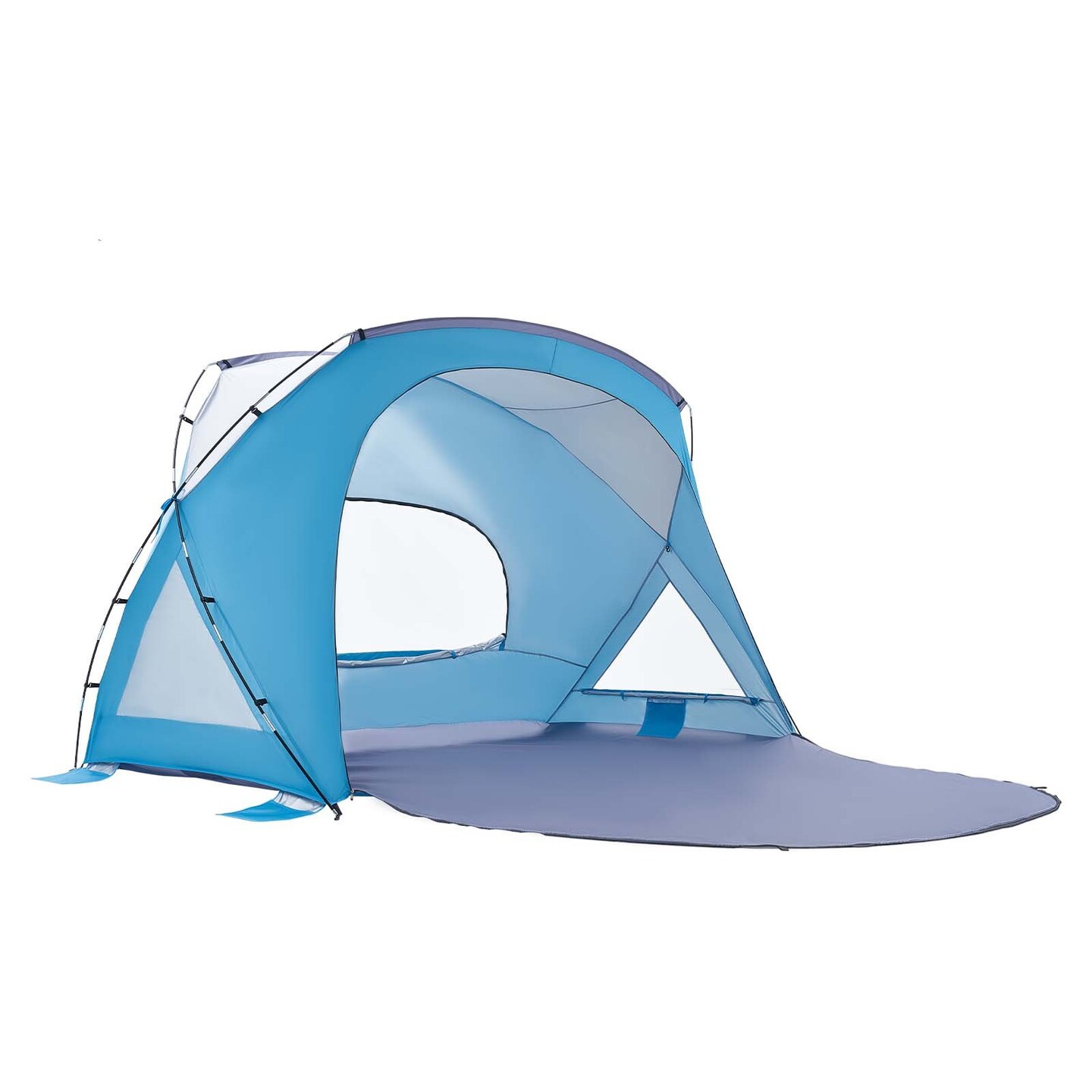 Blue Lightweight 6-Person Beach Tent with UPF 50+, Sand Pockets, Easy Setup