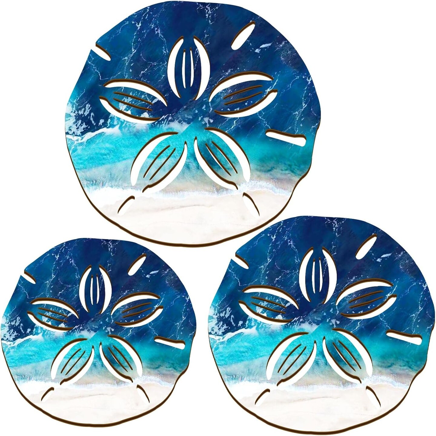 Citrus; 3 Sizes Sand Dollar Wall Decor Set – Wooden Coastal Ocean Beach Wall Art, Sea Life Nautical Hanging Ornaments for Bathroom, Bedroom, Living Room, Porch & Home Decoration; Category:Summer Decor; Image:1