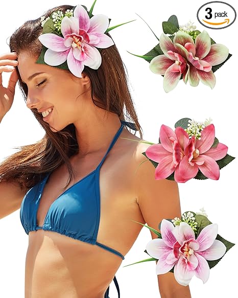 3 PCS Hawaiian Flower Hair Clips for Women, Artificial  display picture 2