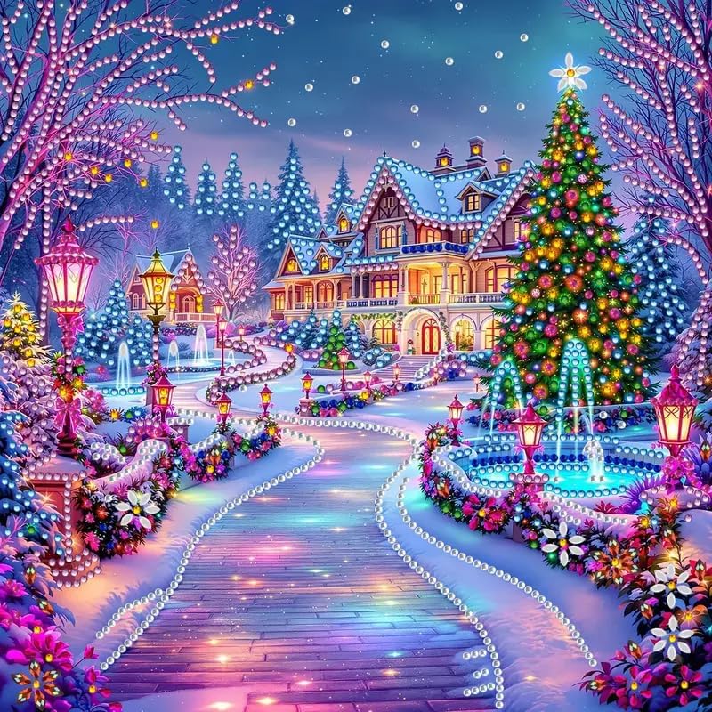 Christmas Town Diamond Painting Kit for Adults – 5D Special Shape