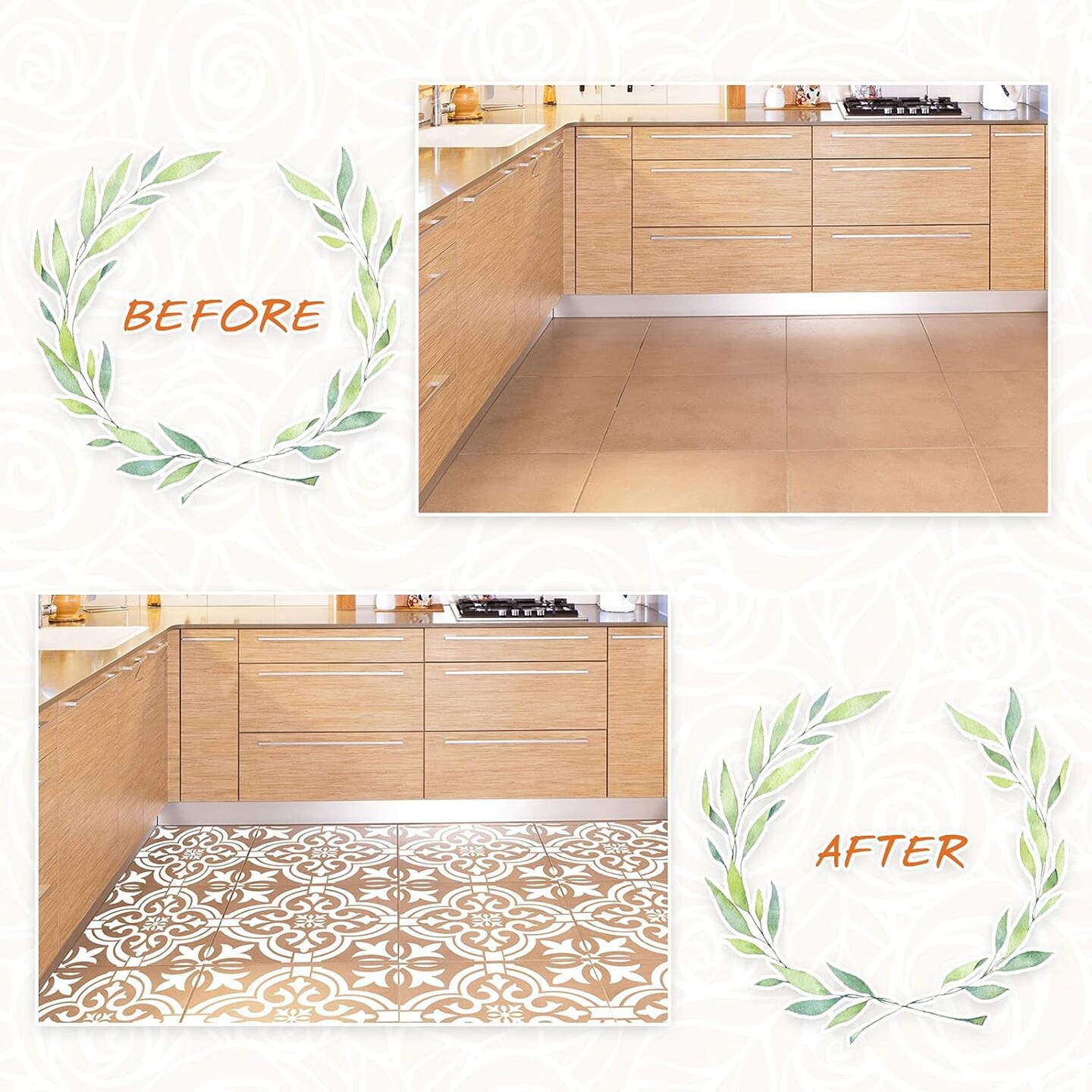 4PCS Large Tile Stencil Set – 12x12 Inch Reusable PET Mandala & Damask Painting Templates for Floor, Wall, Furniture, Wood & DIY Home Decor