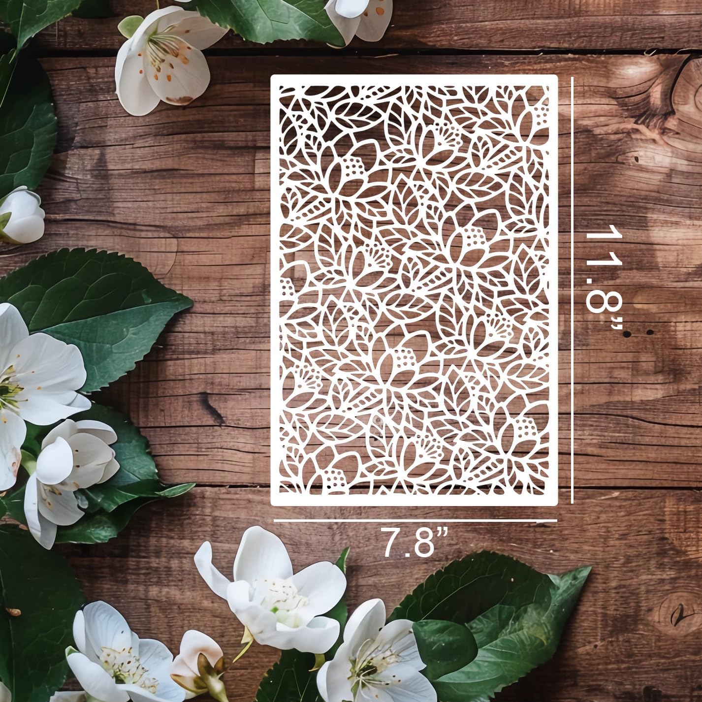 9PCS Floral Texture Stencils Set – 11.8x7.8 Inch Reusable Mylar Leaf & Tree Painting Templates for Wood, Furniture, Canvas, Paper & DIY Crafts