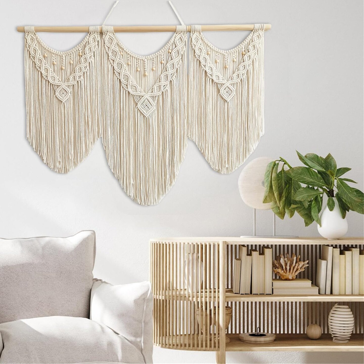 Large Macrame Wall Hanging - Bead-B