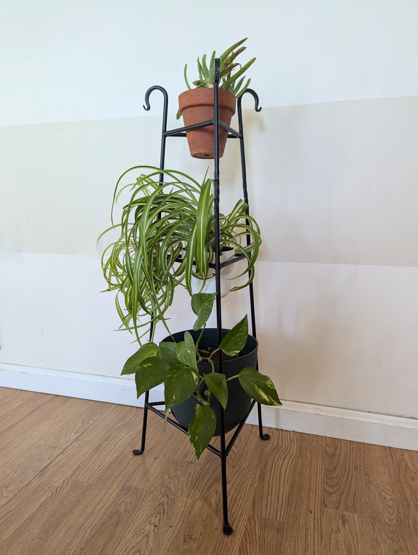 Three-Tier Wrought Iron Black Plant Stand – Plant Holder for Indoor Plants  and Flower Display | Rustic Home Decor | Amish Made in the USA | MakerPlace  by Michaels, image size:813x1080