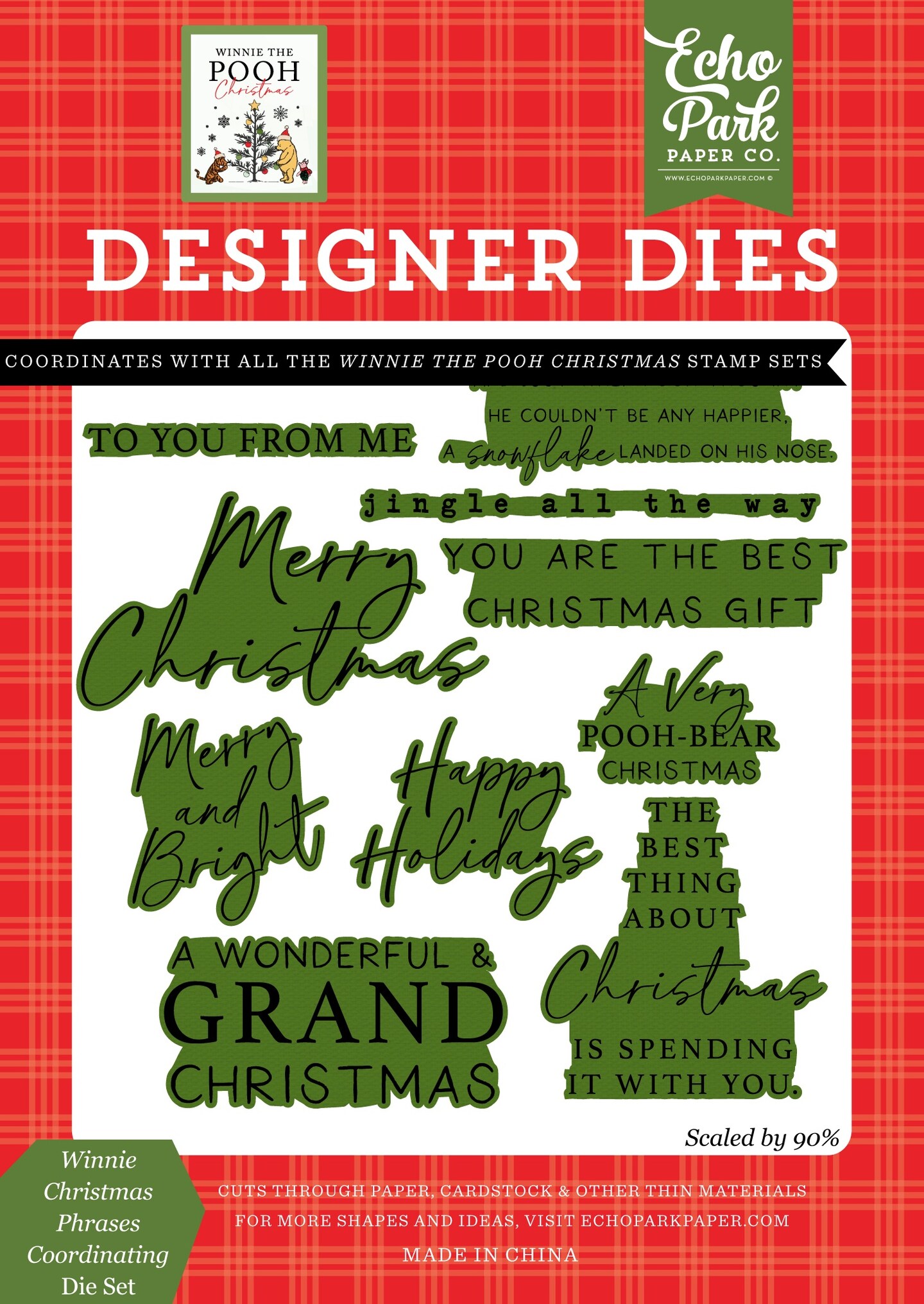 Echo Park Designer Medium Die Set-Winnie Christmas Phrases