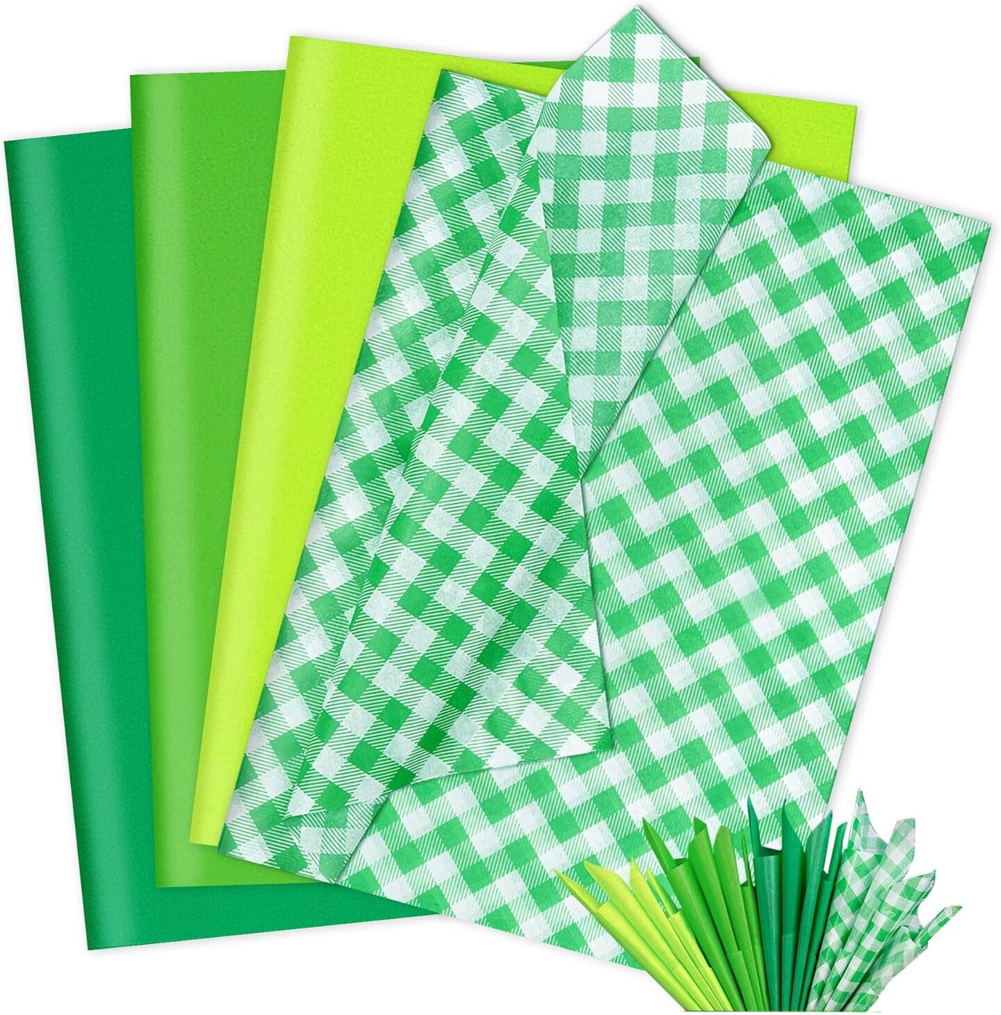 80 Sheets Green Christmas Tissue Paper Bulk 20X14In, Solid Plaid Gift Tissue Paper for Gift Bags Gift Wrap Craft, Matte Wrapping Tissue Paper Sheets for Birthday Holiday Saint Patrick&#x27;S Day