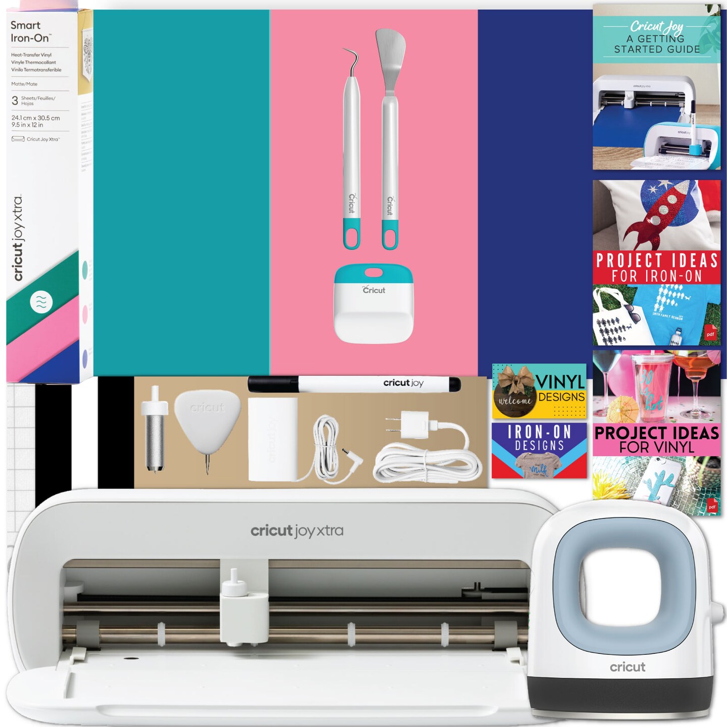 Cricut Joy Xtra and EasyPress Mini with Iron-on Vinyl Sample Pack Bundle