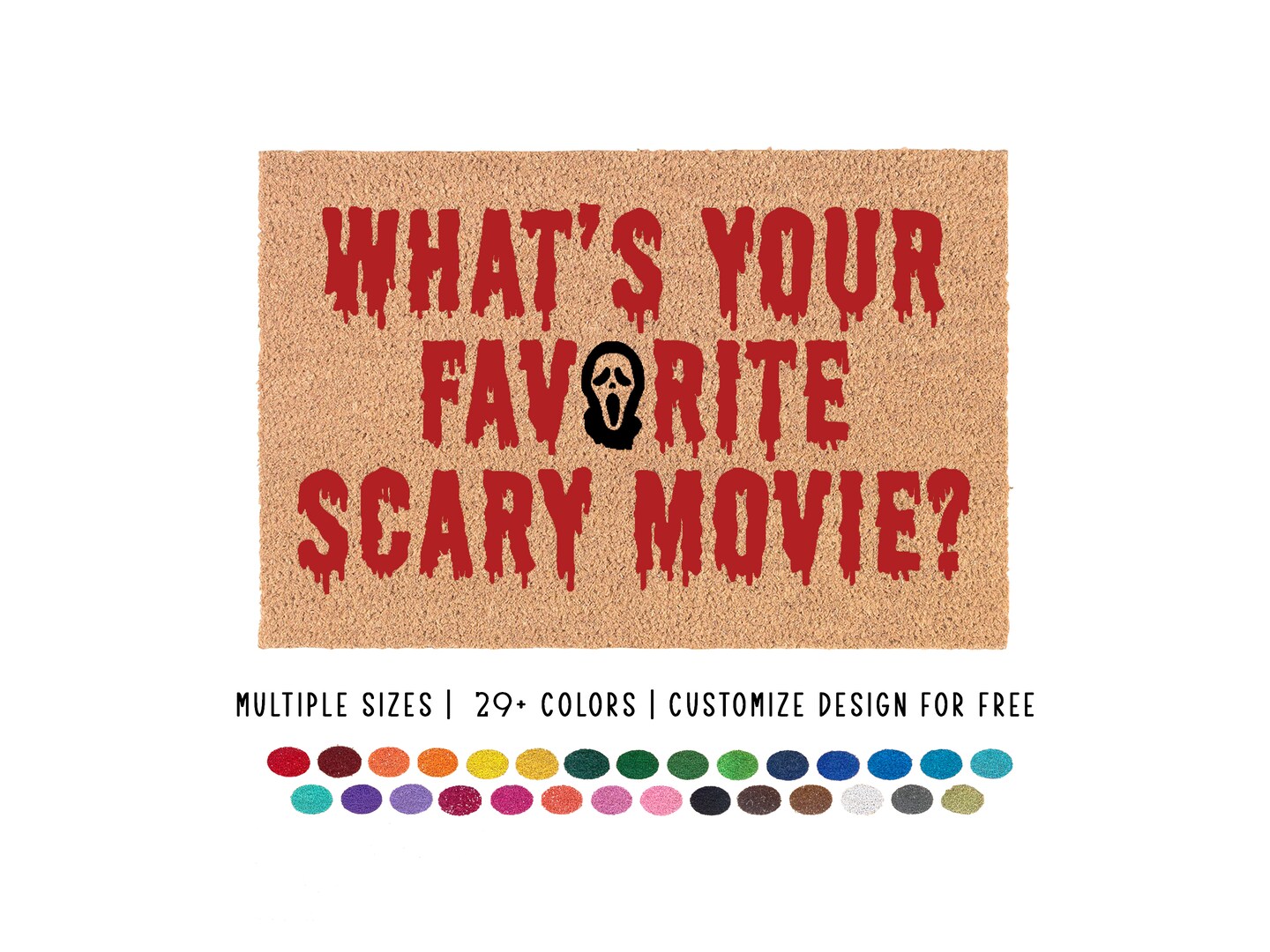Scream Doormat, What's Your Favorite Scary Movie, Ghostface, Horror Movie Door Mat, Scream Welcome Mat, Halloween Rug, Goth Home Decor