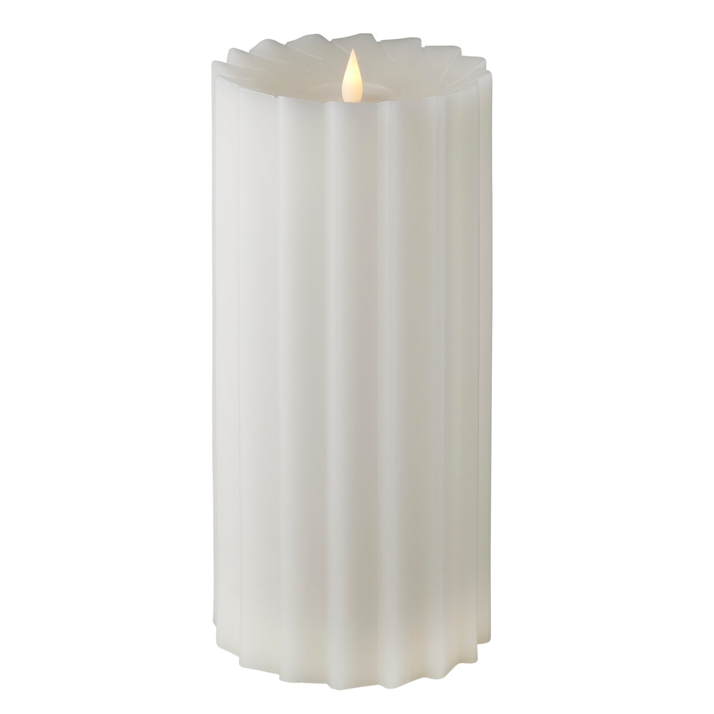 Christmas Sutton Fluted Motion Flameless Candle 5x11 White
