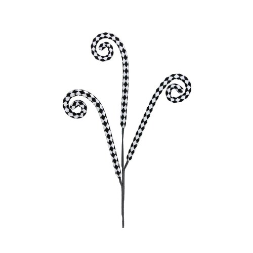 31&#x22; Harlequin Black and White Coil Spray - Checkered Curl Pick for Halloween, Holiday Decor &#x26; DIY Crafts - MN0175
