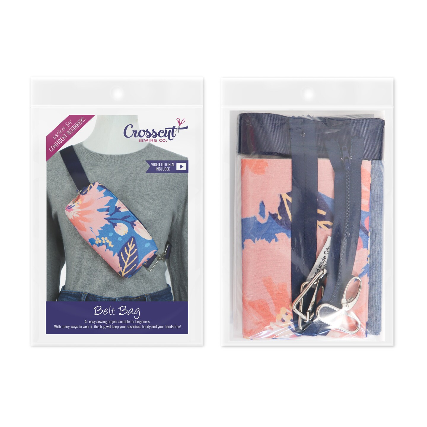 Crosscut Sewing Co.® Belt Bag Sewing Project Kit - Beginner Friendly DIY Sewing Kit