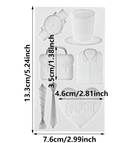 Father&#x27;s Day Fondant Molds Mustache Tie Watch T-Shirt