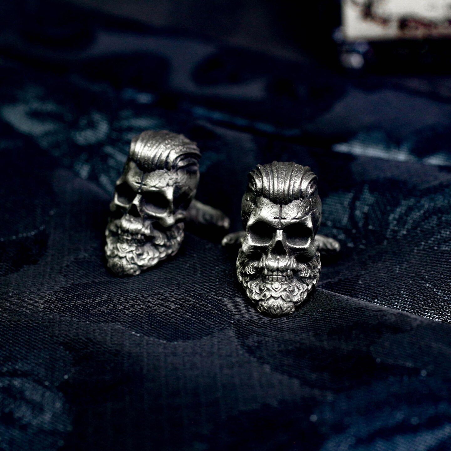 925 Silver Badass Gentleman Skull Cufflinks, Hipster Boyfriend