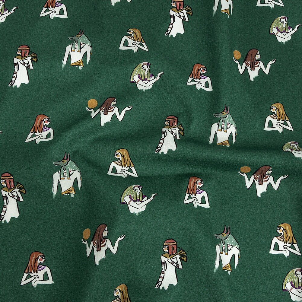 1 Yard Forest Green Realm of Anubis Stretch Brushed Cotton Twill Fabric