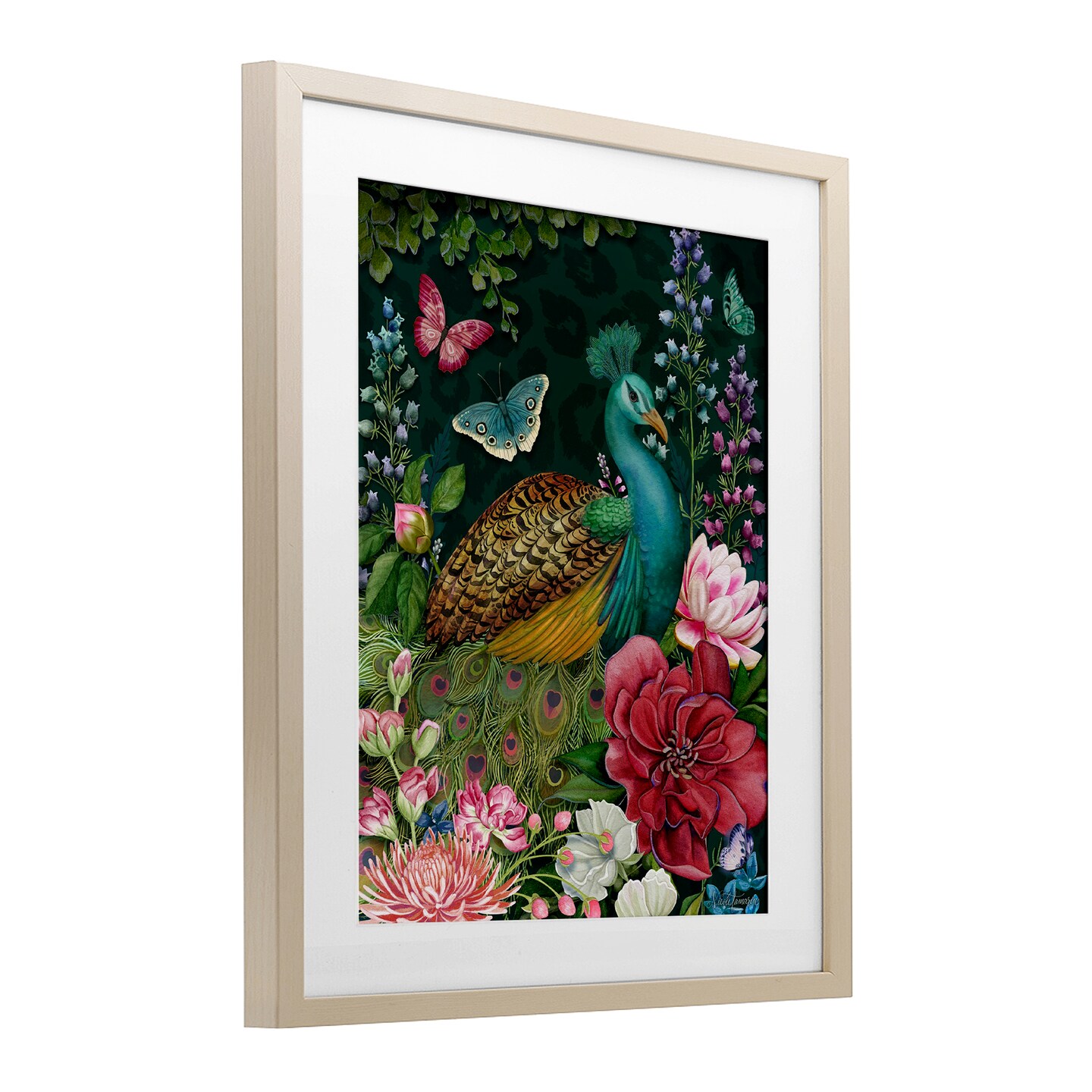 naples morning アクリル画 Stupell Industries Wild Garden Peacock Framed Print Under