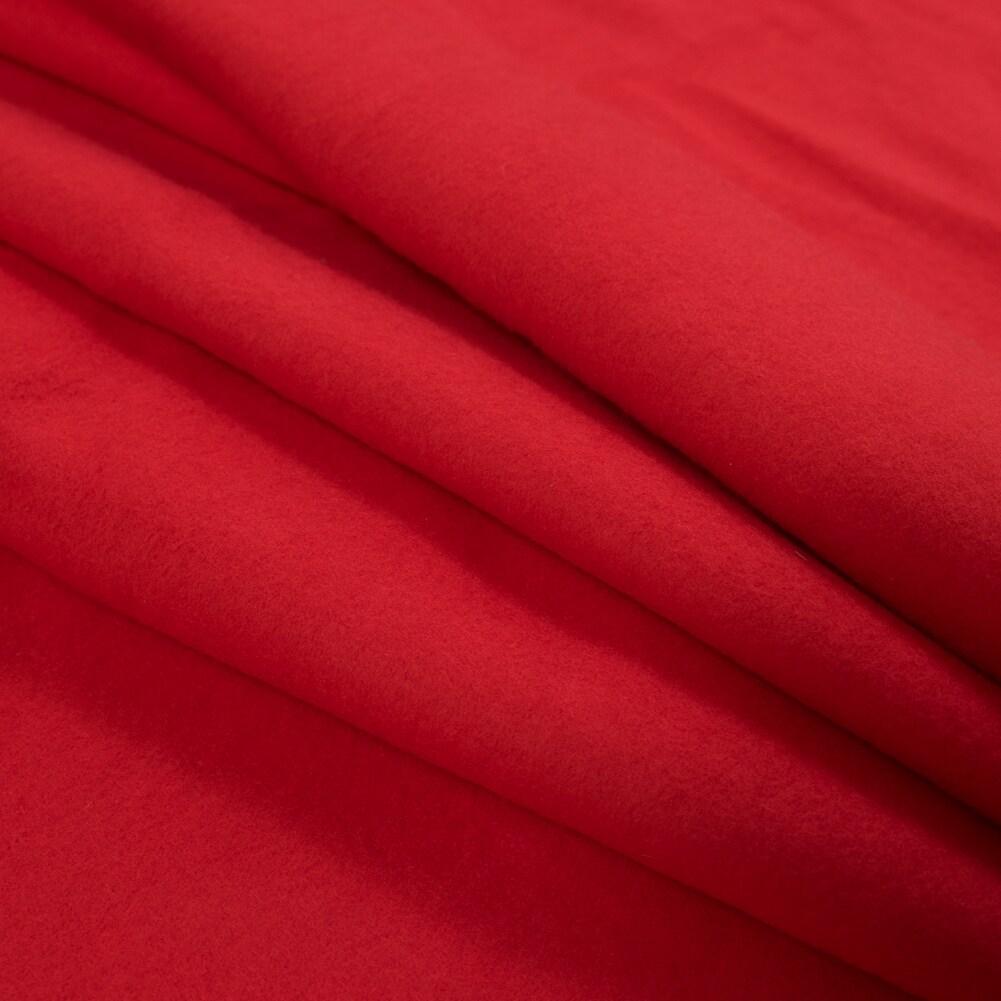 1 Yard Red Fleece Backed Stretch Cotton Knit Fabric Soft Solid Athleisure 68 inch Width