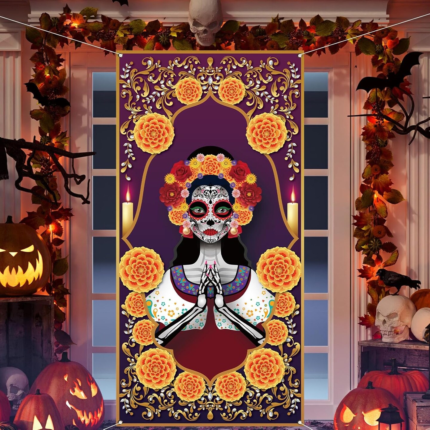Day of The Dead Sugar Skull Door Cover