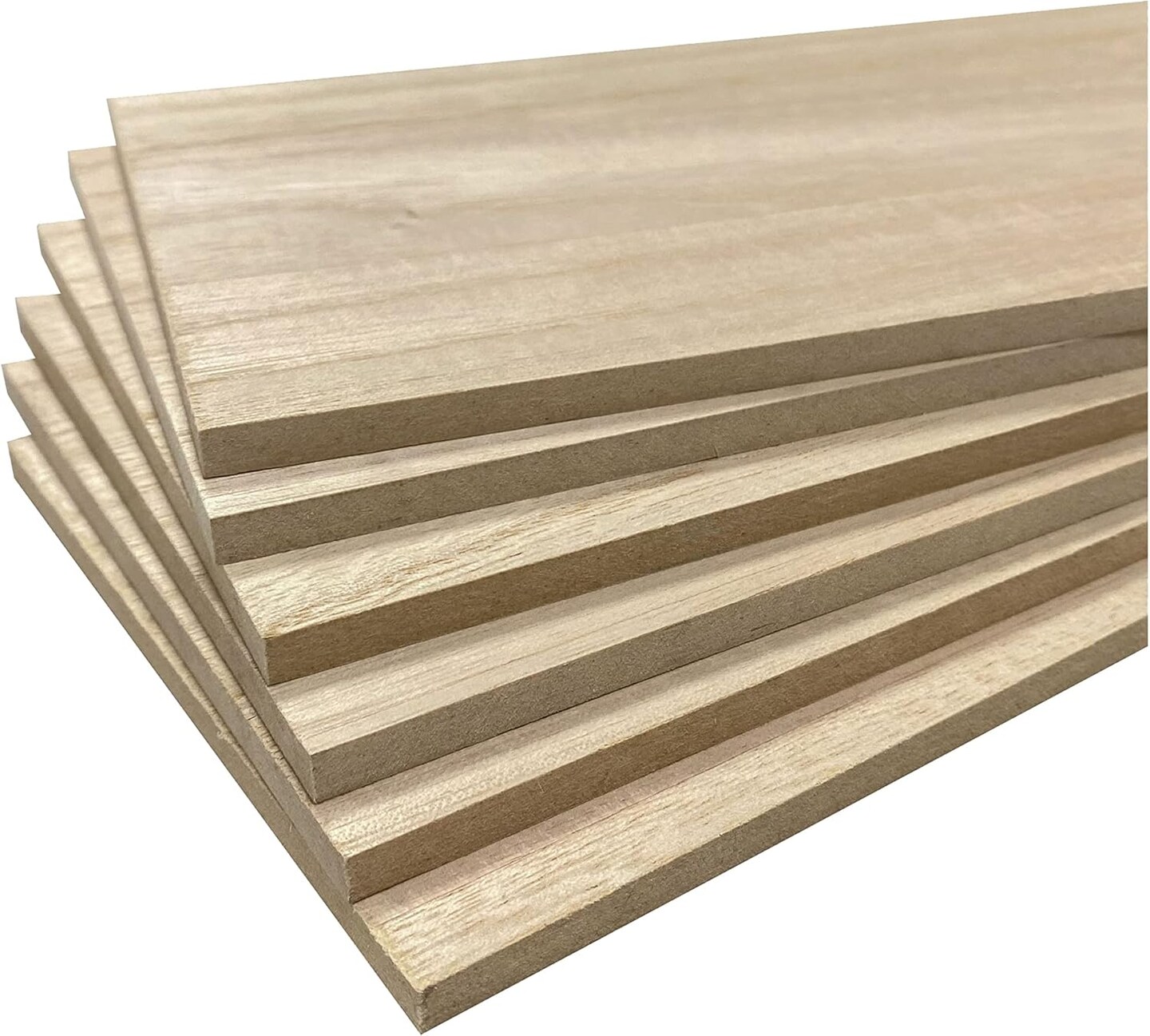 6 Pack Veneered MDF Double Sided Paulownia Wood,MDF Core,6.4mm 1/4th Inch, 5"x15"