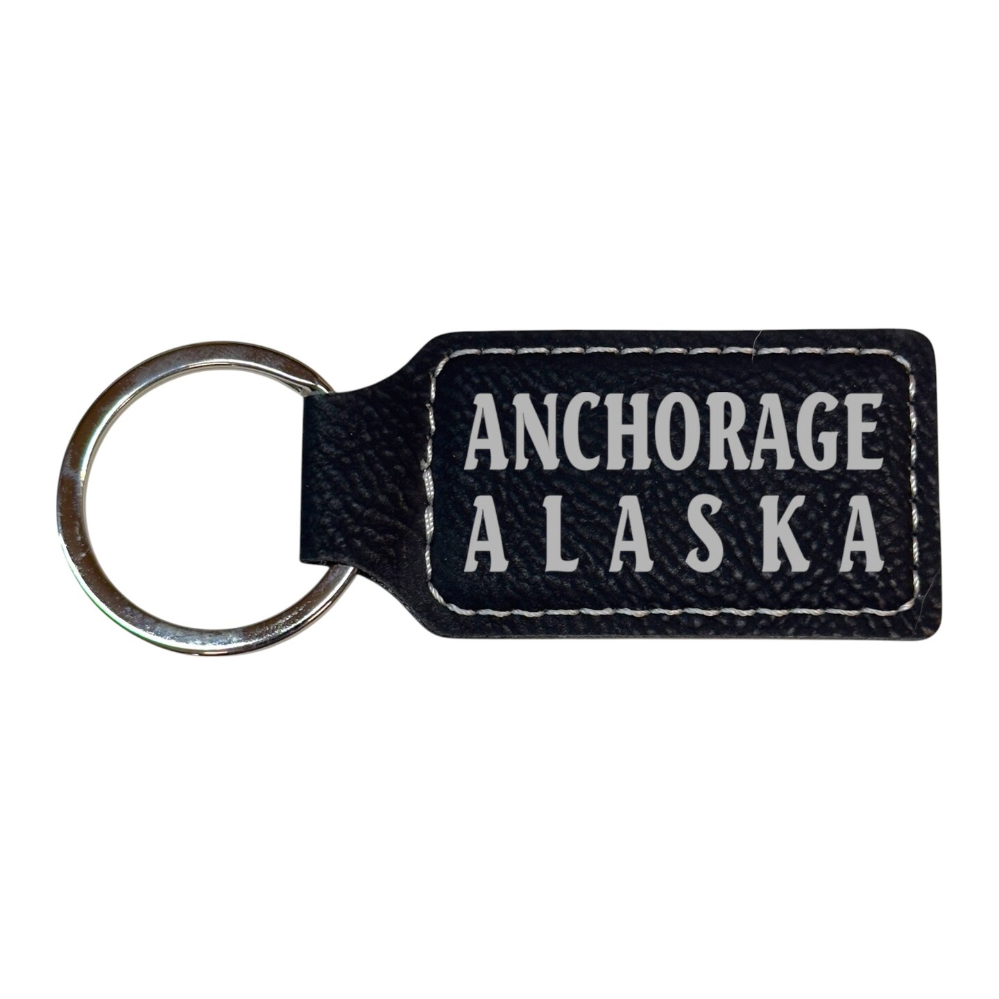 Keychain - Rectangle - Anchorage Alaska - Leather
