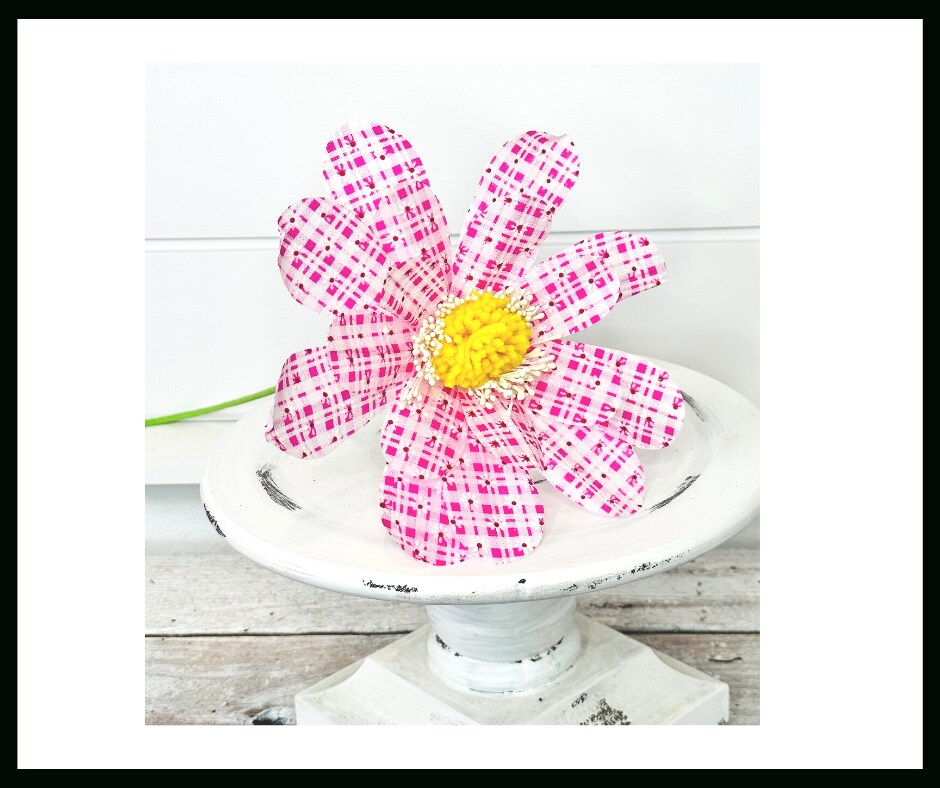 4" Long Pink Plaid Daisy Sunflower Spray - Artificial Flower Arrangement Decor for Home and Events-63224PK
