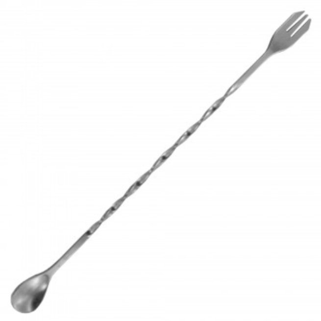 Handy Housewares 10&#x22; Twisted Stainless Steel Cocktail Drink Mixing Bar Spoon with Garnish Fork