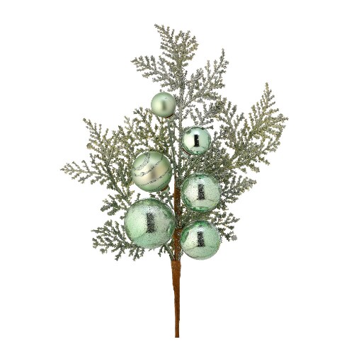 15&#x22; Mint Green Glitter Ball Metallic Cedar Spray | Glamorous Christmas Decor | Festive Floral Pick -MTX74448 (Copy)