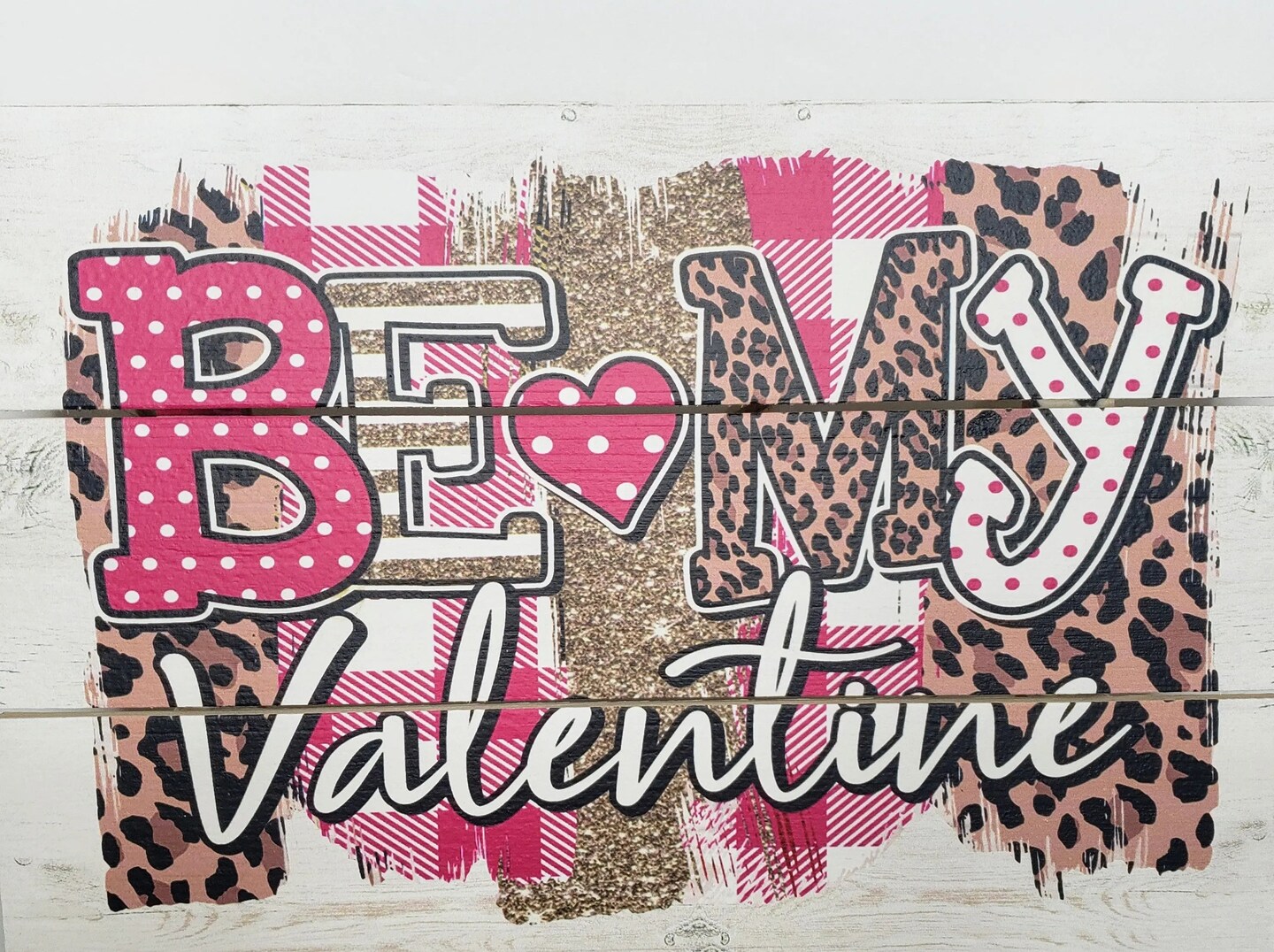 Wild and Romantic: 12"x8" Leopard Print Wooden Sign with Rope - Be My Valentine-CM2120